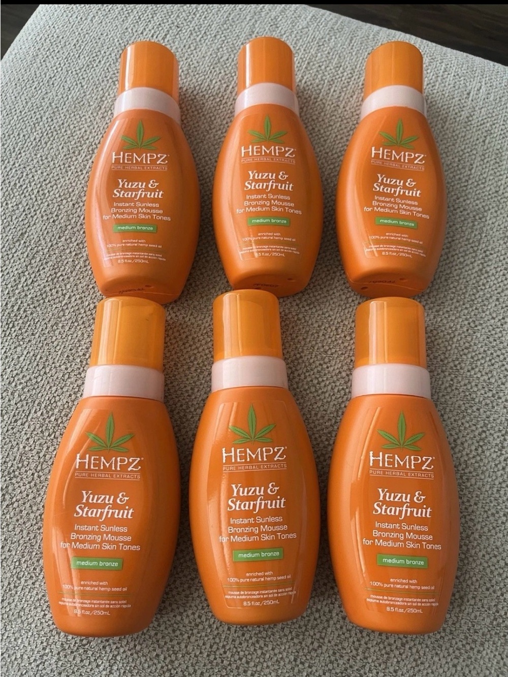 NEW 6 PK Hempz Yuzu/Starfruit Instant‎ Sunless Bronzing Mousse Medium Skin 8.5oz